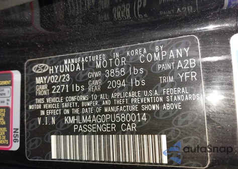 2023 Hyundai Elantra Sel z USA, uszkodzony, nr VIN KMHLM4AG0PU580014